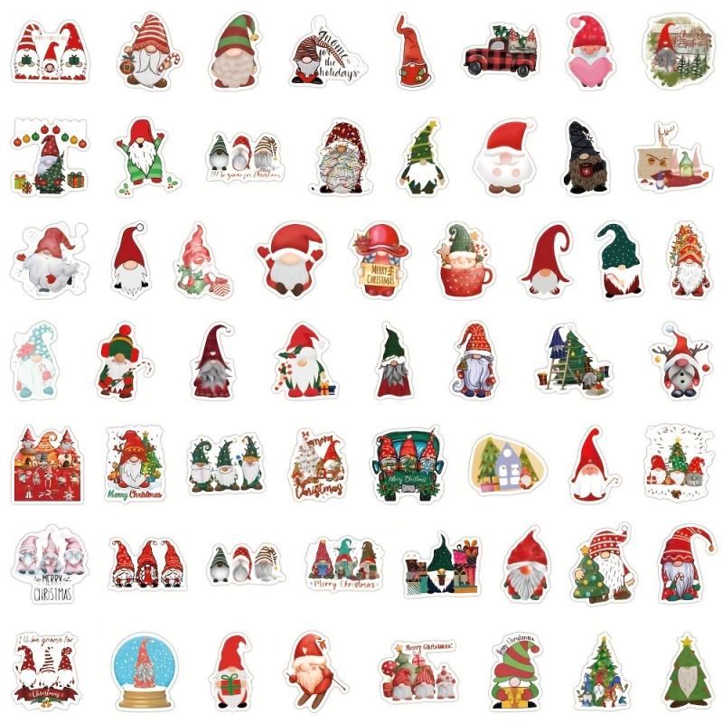 108 Christmas Gnome Waterproof Vinyl Stickers Pack for Water Bottle Laptop Phone
