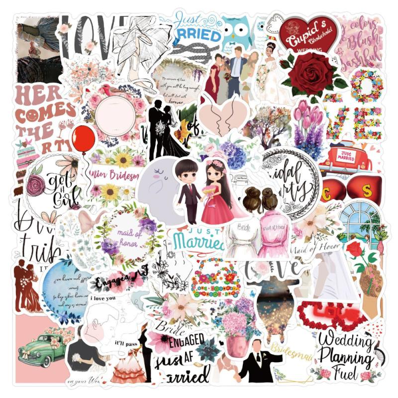 60pcs Wedding Stickers For Adults Waterproof Vinyl Stickers