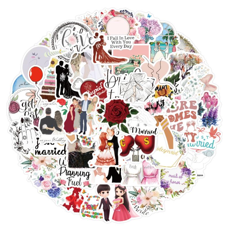 60pcs Wedding Stickers For Adults Waterproof Vinyl Stickers