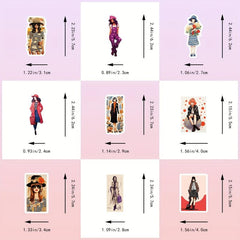 50pcs Modern Girl Stickers Outfit Waterproof Vinyl DIY Decals