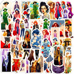 50pcs Modern Girl Stickers Outfit Waterproof Vinyl DIY Decals