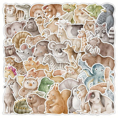 50pcs Watercolor Animal Cartoon Stickers For Car Phone Tablet