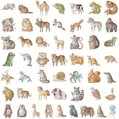 50pcs Watercolor Animal Cartoon Stickers For Car Phone Tablet