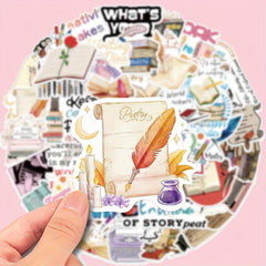 50pcs Novels Writer Story Books Writing Inspiration Christmas Stickers