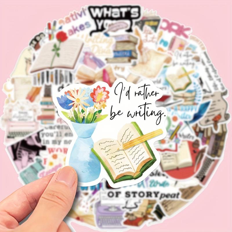 50pcs Novels Writer Story Books Writing Inspiration Christmas Stickers