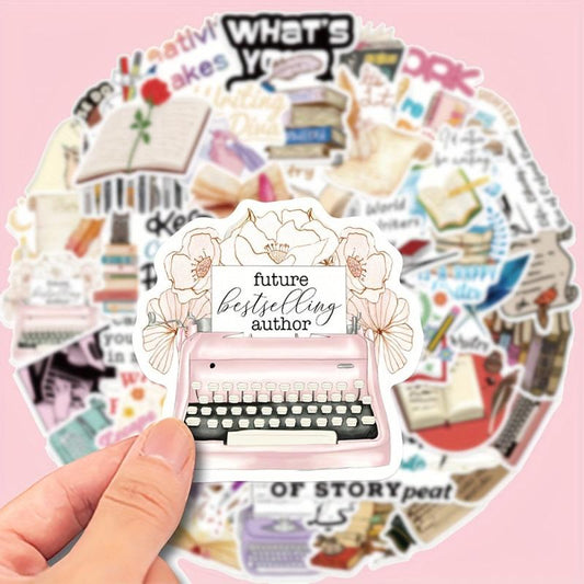 50pcs Novels Writer Story Books Writing Inspiration Christmas Stickers
