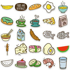 50pcs Cartoon Dessert Food Stickers Waterproof DIY Room Decoration