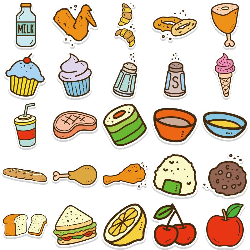 50pcs Cartoon Dessert Food Stickers Waterproof DIY Room Decoration