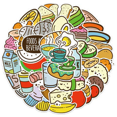 50pcs Cartoon Dessert Food Stickers Waterproof DIY Room Decoration
