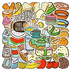 50pcs Cartoon Dessert Food Stickers Waterproof DIY Room Decoration