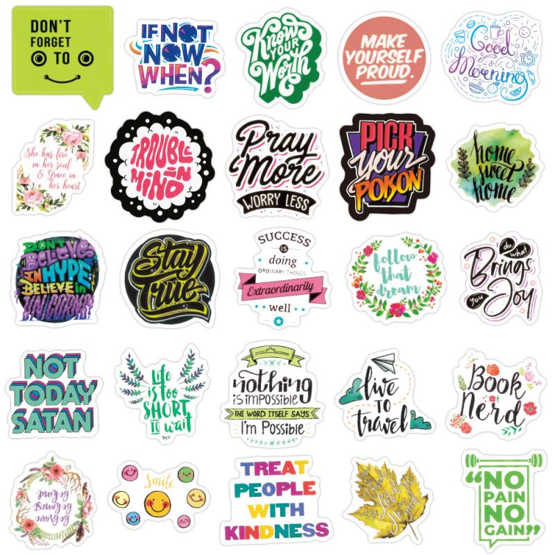50 Inspirational Quotes Stickers Waterproof Vinyl Decals for Teens & Adults