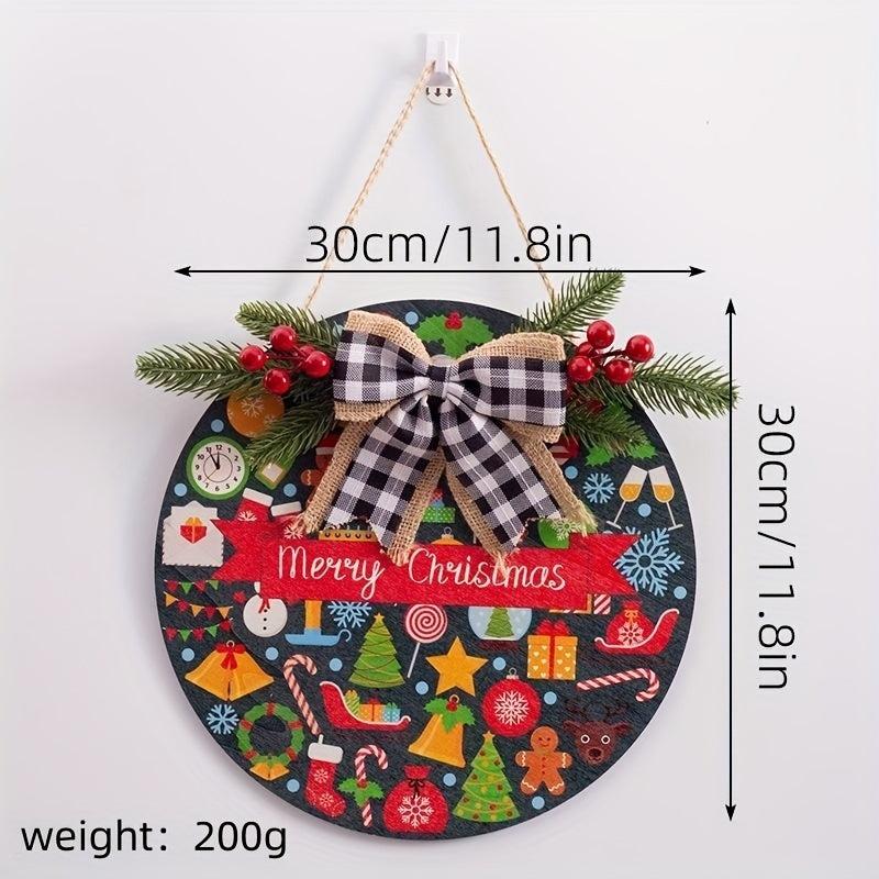 Christmas Wooden Hanging Sign Rustic Decoration Holiday Welcome Door Sign
