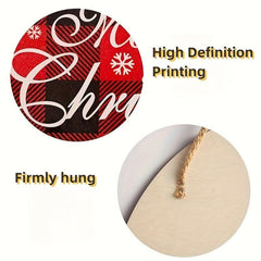 Christmas Wooden Hanging Sign Rustic Decoration Holiday Welcome Door Sign