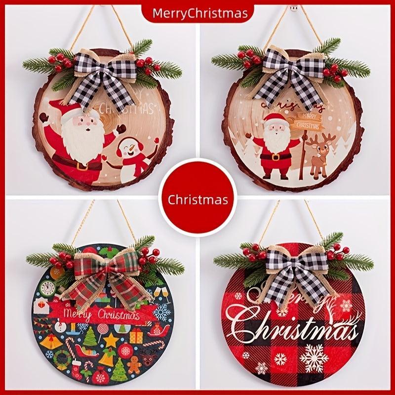 Christmas Wooden Hanging Sign Rustic Decoration Holiday Welcome Door Sign