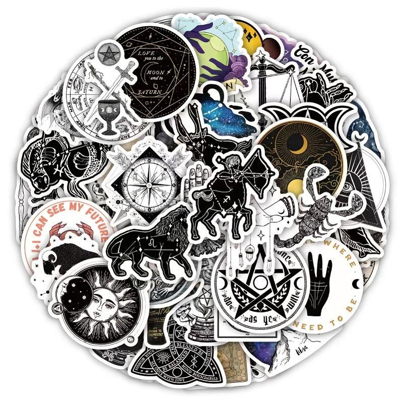 50pcs Astrology Waterproof Pvc Graffiti Decorative Sticker Packs For Kids