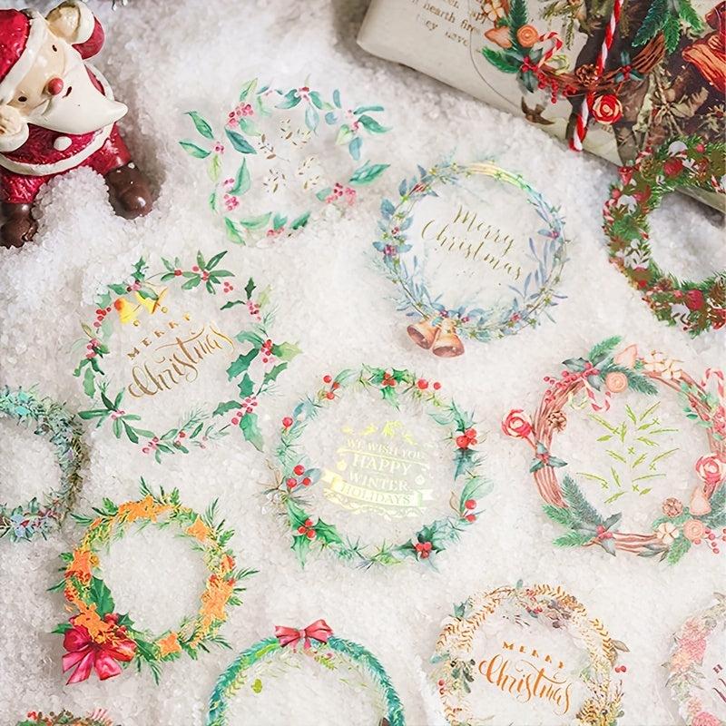 Golden Christmas Diary Stickers Santa Snowman Decorations