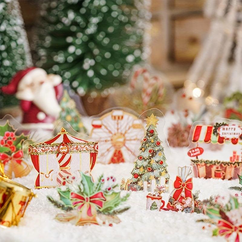 Golden Christmas Diary Stickers Santa Snowman Decorations