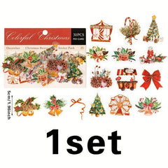 Golden Christmas Diary Stickers Santa Snowman Decorations