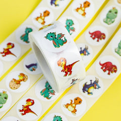 500pcs Dinosaur Mixed Stickers Roll Small Animal Sealing Stickers
