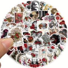 50 Steampunk Rose Graffiti Stickers for School, Outdoor Play, Study Toys