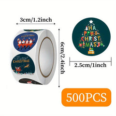 500pcs Merry Christmas Round Label Stickers DIY Creative Funny Scrapbook Decor