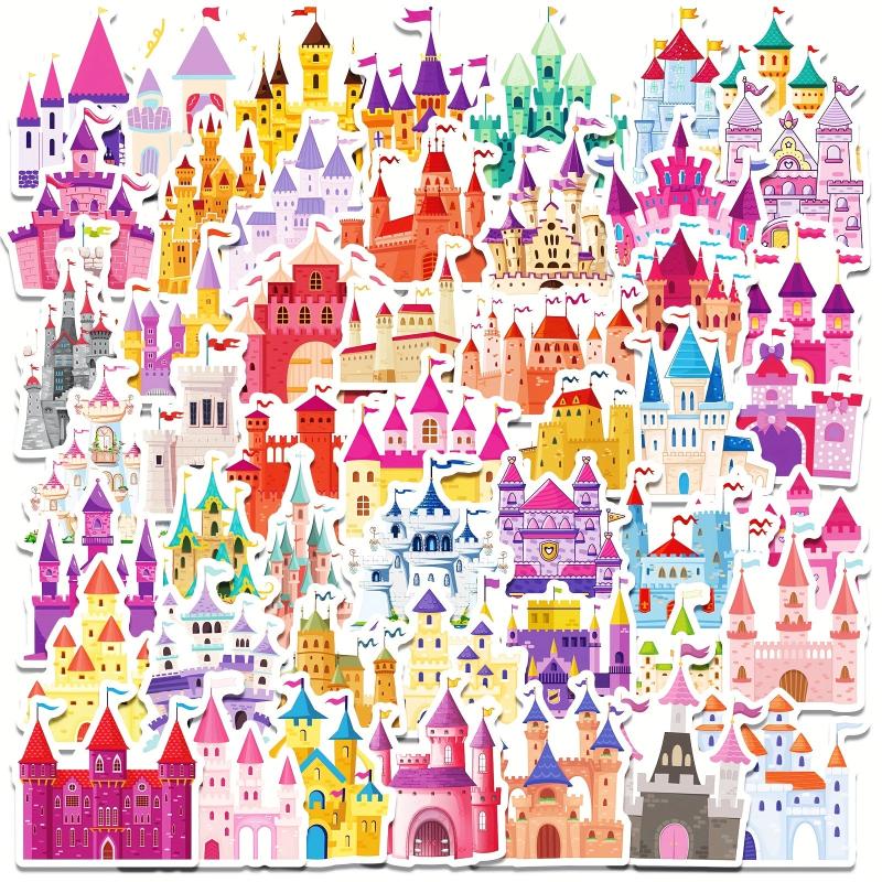50pcs Princess Castle Vinyl Stickers for Skateboard Bike Water Bottle