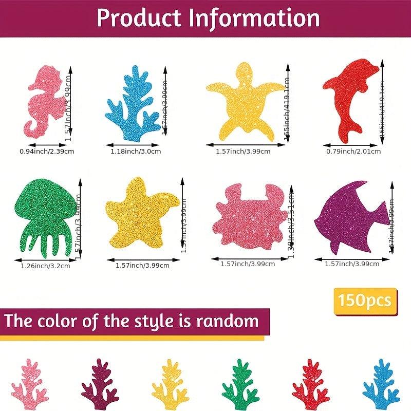 60pcs Marine Animal Golden Foam Stickers for DIY Party Activities