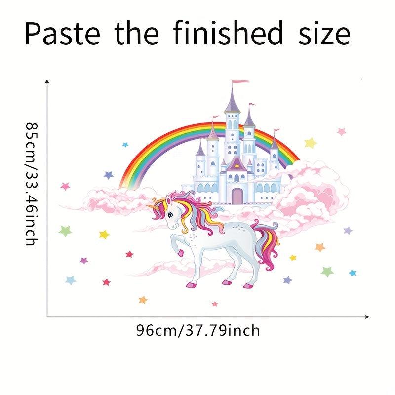 2pcs Cartoon Cloud Castle Horse Wall Stickers For Kids Room Decoration