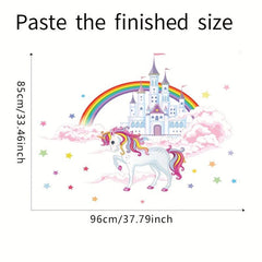 2pcs Cartoon Cloud Castle Horse Wall Stickers For Kids Room Decoration