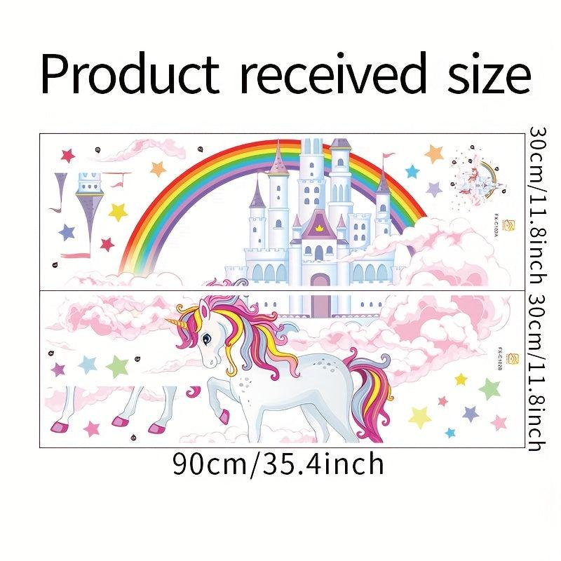 2pcs Cartoon Cloud Castle Horse Wall Stickers For Kids Room Decoration