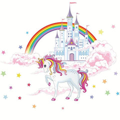 2pcs Cartoon Cloud Castle Horse Wall Stickers For Kids Room Decoration