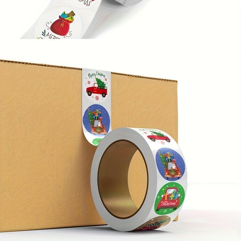500pcs Christmas Stickers Labels Sticky Snowman Santa Claus Round Christmas Tags