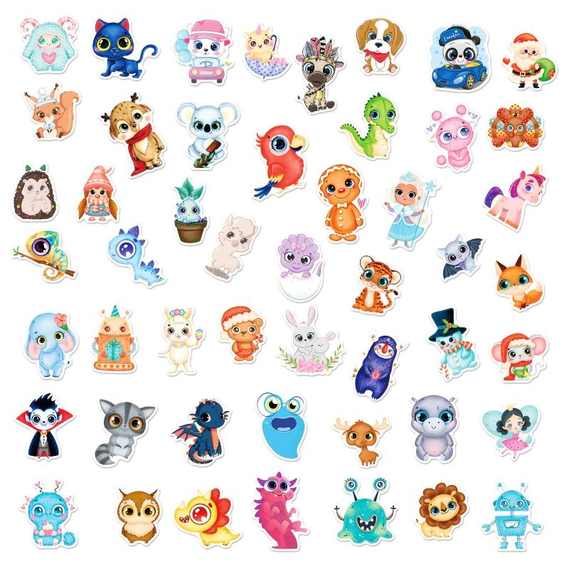 50PCS Small Animals Puzzle Stickers, Cute Cartoon Stickers