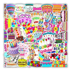 50pcs Happy Birthday Doodle Waterproof Stickers DIY Creative Toys