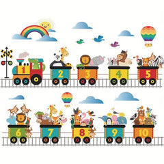 Cartoon Animal Train Railway Wall Sticker Self-adhesive Removable Sticker