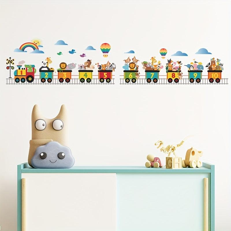 Cartoon Animal Train Railway Wall Sticker Self-adhesive Removable Sticker