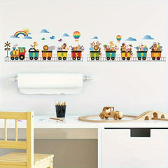 Cartoon Animal Train Railway Wall Sticker Self-adhesive Removable Sticker