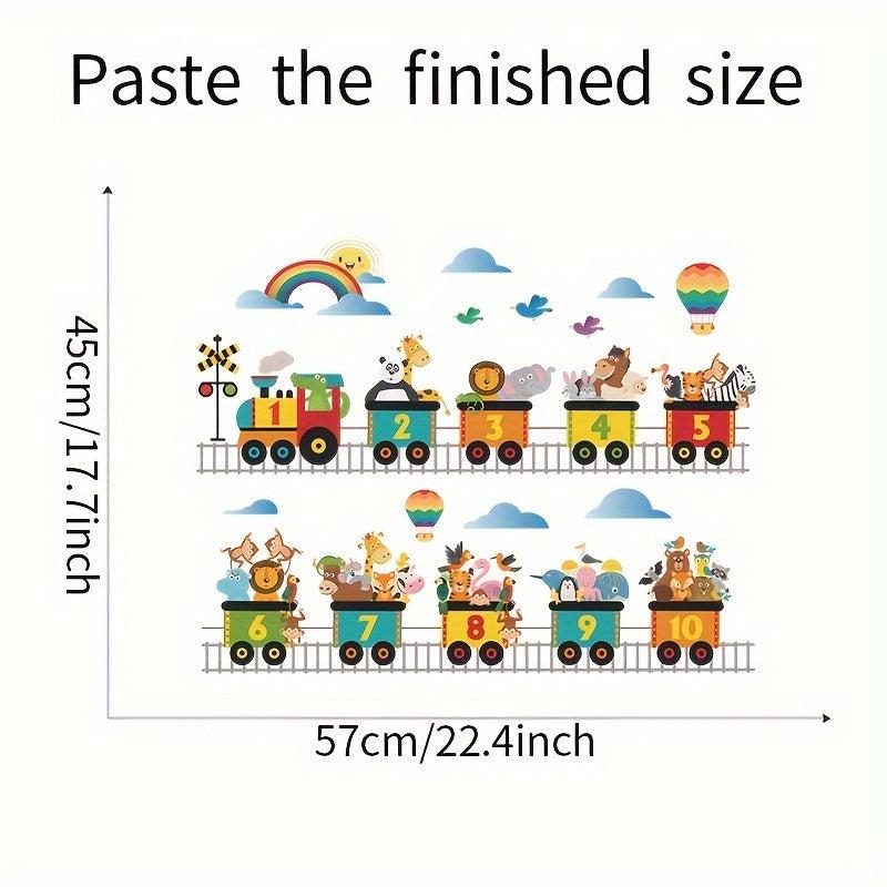 Cartoon Animal Train Railway Wall Sticker Self-adhesive Removable Sticker