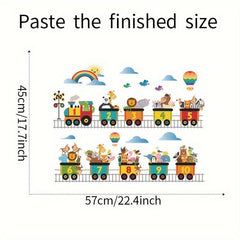 Cartoon Animal Train Railway Wall Sticker Self-adhesive Removable Sticker