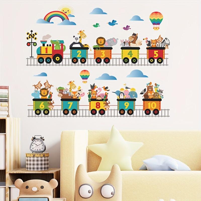 Cartoon Animal Train Railway Wall Sticker Self-adhesive Removable Sticker