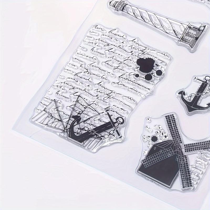 Windmill Lighthouse Boat Anchor Clear Stamp for Holiday Card Making DIY Crafts
