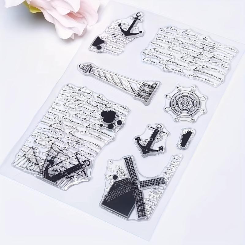 Windmill Lighthouse Boat Anchor Clear Stamp for Holiday Card Making DIY Crafts