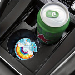 2pcs Rainbow Cup Mats Diamond Painting Car Interior Accessories