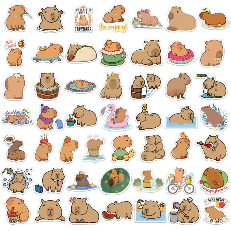 50pcs Capybara Graffiti Stickers for DIY Skateboard Guitar Water Cup Luggage