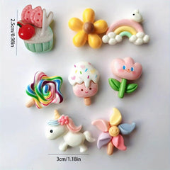 8pcs Resin Accessory Kit for DIY Phone Cases Hair Clips