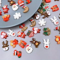20pcs Christmas Flat Back Resin Charms DIY Hair Clips Phone Cases Embellishments