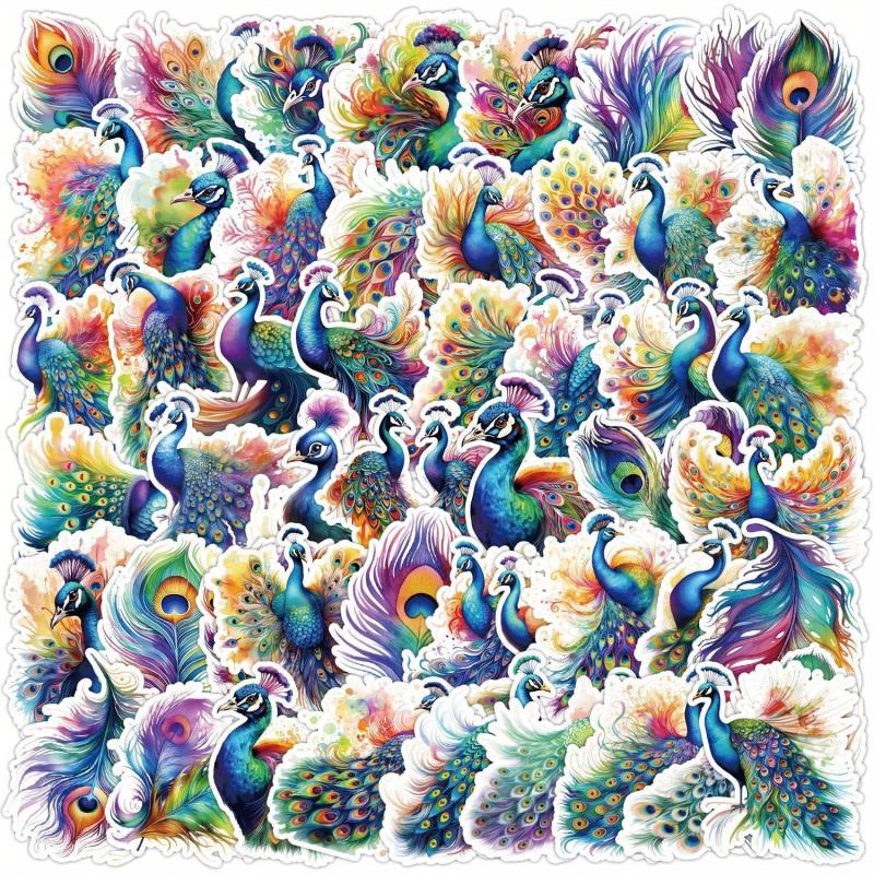50pcs Peacock Graffiti Stickers For Mobile Computer Luggage