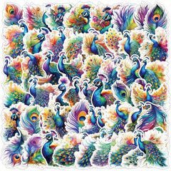 50pcs Peacock Graffiti Stickers For Mobile Computer Luggage