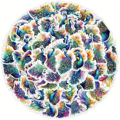 50pcs Peacock Graffiti Stickers For Mobile Computer Luggage
