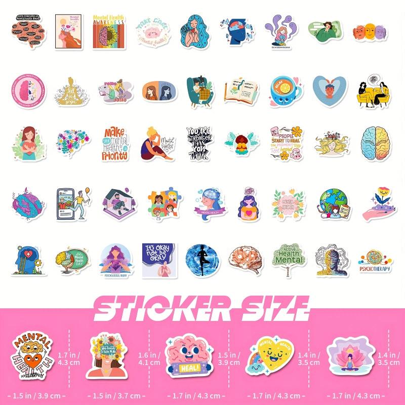 100pcs Mental Health Stickers - Inspirational Words for Water Bottles